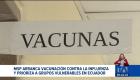Comienza la campaña anual de vacunación contra la influenza. Las autoridades hacen un llamado a los grupos vulnerables para que acudan de forma gratuita a los centros de salud de todo el país.

Un reportaje de Brigette Mancheno