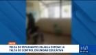 Un pelea estudiantil dentro de un colegio genera preocupación. Se denuncian que estos incidentes son recurrentes y exigen mayor control a las autoridades. Un reportaje de Gustavo Jaramillo