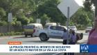 La Policía Nacional interceptó a sujetos armados que pretendían secuestrar a un adulto mayor en la Vía a la Costa. Un reportaje de Camila Guevara