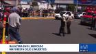 Un ataque armado en el Mercado Mayorista de Quito dejó dos personas muertas. El presunto autor de los disparos intentó huir por una quebrada. Un reportaje de Brigette Mancheno