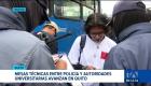 Representantes de la fuerza pública y de instituciones de educación superior coordinan la implementación de corredores seguros en Quito. Un reportaje de Mishell Villacís