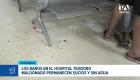 Existen problemas de limpieza en algunas áreas del hospital del IESS Teodoro Maldonado Carbo. Basura desbordada y baños deteriorados persisten en espacios utilizados por pacientes. Un reportaje de Paula Kuhn