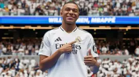El delantero francés, Kylian Mbappé, en el estadio Santiago Bernabeu.