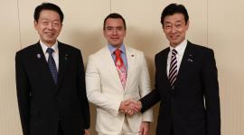 El presidente Noboa se reunió con Yoji Muto, ministro de Economía, Comercio e Industria de Japón y con Nishimura Yasutoshi, presidente de la Liga Parlamentaria.