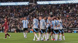 Jugadores de Argentina celebran un gol el jueves 4 de septiembre del 2025, en un partido por las eliminatorias a la Copa Mundial 2026.