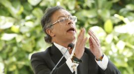 Fotografía de archivo del 22 de agosto de 2025 del presidente de Colombia, Gustavo Petro, hablando en la V Cumbre de Países Amazónicos, en Bogotá (Colombia).