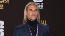 Sebastián Beccacece en su ingreso al Kennedy Center para el sorteo del Mundial 2026.