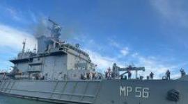 El Mega Buque de Guerra Jambelí partió desde Asia, según informó el Ministerio de Defensa.