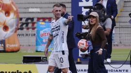 En el estadio Christian Benitez, Guayaquil City presentó al jugador Damian Diaz como refuerzo a su plantilla principal para la temporada 2026.Fotos: César Muñoz/API