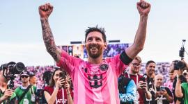 Lionel Messi festejando el campeonado del Inter Miami