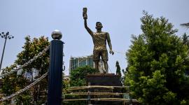 Estatua del futbolista argentino Lionel Messi