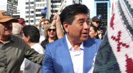 Jorge Yunda inscribió su candidatura a la Alcaldía de Quito con el movimiento Avanza.
