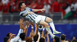 Lionel Messi en la celebración de la selección de Argentina.