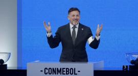 Fútbol - Copa Libertadores - Sorteo de la Fase de Grupos - Centro de Convenciones de la CONMEBOL, Luque, Paraguay - 19 de marzo de 2026. El presidente de la CONMEBOL, Alejandro Domínguez, durante el sorteo. REUTERS/Cesar Olmedo