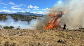 Cuerpo de Bomberos controlón incendio forestal en La Merced y La Libertad en Quito