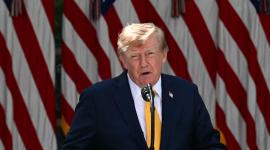 El presidente estadounidense Donald Trump en un discurso en el Jardín de las Rosas de la Casa Blanca en Washington, D.C.