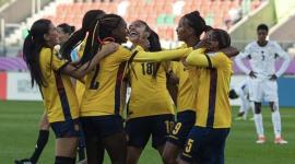 Festejo de la selección de Ecuador en el debut ante Ghana, por el Mundial Femenino Sub-20.