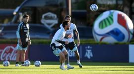 Lionel Messi en el último entrenamiento con la selección Argentina.