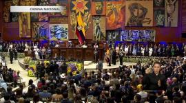 Daniel Noboa habló por 21 minutos en el salón Nela Martínez.