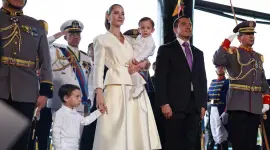 Alvarito Noboa, Lavinia Valbonesi, Furio Noboa y Daniel Noboa en la posesión presidencial el 24 de mayo de 2025.