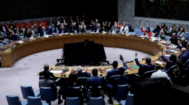 Votación de los miembros el Consejo de Seguridad de las Naciones Unidas este 4 de junio de 2025.