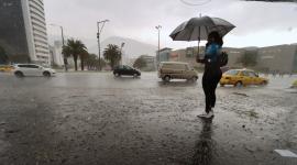Quito, 31 de octubre de 2024. Fuerte lluvia en el sector de la Av Naciones Unidas y 6 de Diciembre, estadio Olímpico Atahualpa. API / HAMILTON LÓPEZ