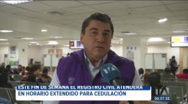 El Registro Civil atenderá en horario extendido solo para el servicio de cedulación en todo el país excepto en Esmeraldas. Los usuarios podrán agendar un turno a través de la página de la entidad y quienes no lo consigan también serán atendidos.
Vía: Juan Miguel Rodríguez