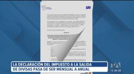 Hasta el 30 de junio se deberá pagar el Impuesto a la Salida de Divisas (ISD) no declarado entre 2022 y 2024. 

Un reportaje de Bernarda Cevallos