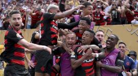 El festejo de los jugadores del Flamengo en uno de los tantos marcados ante el Chelsea este viernes 20 de junio del 2025.