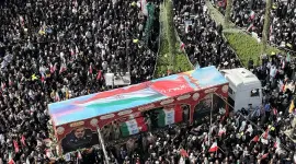 Imagen de los funerales de Estado celebrados este sábado en Teherán por 60 personas, entre ellas altos cargos militares y científicos nucleares.