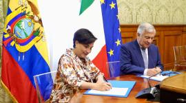 La canciller de Ecuador, Gabriela Sommerfeld y su homólogo italiano, Antonio Tajani, mantuvieron una reunión de trabajo sobre seguridad, movilidad humana e inversión.