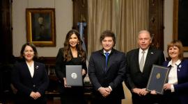 Reunión del presidente de Argentina, Javier Milei con Kristi Noem, Secretaria de Seguridad Nacional de los Estados Unidos y Ministra de Seguridad Nacional de Argentina, Patricia Bullrich.