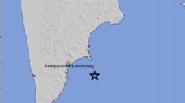 El epicentro del terremoto en Petropavlovsk-Kamchatsky, Rusia, 29 de julio de 2025.