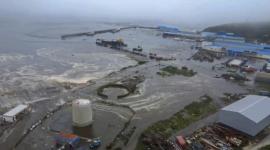 Un área inundada en Severo-Kurilsk, región de Sajalín, en Rusia, el 30 de julio de 2025, después del terremoto de magnitud 8,8