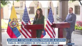 La visita a Ecuador de la secretaria de Seguridad Nacional de Estados Unidos, Kristi Noem, finalizó con la firma de un acuerdo para el intercambio de oficiales de enlace, como un paso más en la cooperación bilateral contra el crimen.
Un reportaje de Belén Merizlade