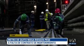 La empresa Metro de Quito niega que exista un riesgo para los usuarios ante la falta de un contrato de mantenimiento. Este noticiero realizó un recorrido para evidenciar los trabajos que se realizan en los talleres y cocheras.
Un reportaje de Brigette Mancheno