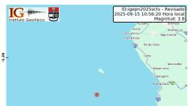 sismo frente a las costas de Manabí este lunes 15