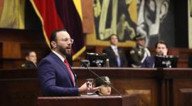 Gonzalo Albán, consejero de Participación Ciudadana, en el Pleno de la Asamblea Nacional este lunes 22 de septiembre de 2025.