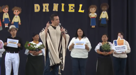 El presidente Daniel Noboa estuvo en un evento de entrega de créditos en Otavalo, epicentro de las protestas
