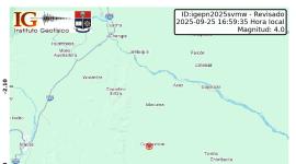 Macas fue el epicentro de un sismo registrado el jueves 25 de septiembre del 2025.