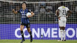 Michael Oyos en la victoria de Independiente del Valle ante Once Caldas en cuartos de final de Copa Sudamericana.