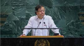 El presidente colombiano Gustavo Petro en el Debate General de la Asamblea General de las Naciones Unidas en la ciudad de Nueva York. 23 de septiembre de 2025.