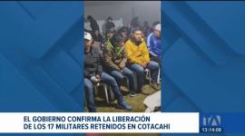 El ministro de Defensa, Gian Carlo Loffredo, confirmó la liberación de los 17 militares que habían sido secuestrados durante el ataque a un convoy humanitario el pasado fin de semana. Desde la Alcaldía de Cotacachi se informó que la entrega se realizó con la presencia de fiscales.

Un reportaje de Ericka Vera