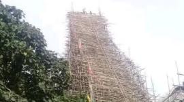 Una de las fotos referenciales de los andamios de una iglesia en Etiopia