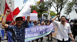 Con banderas, carteles y arengas, varias organizaciones y movimientos sociales marcharon en contra del gobierno de Daniel Noboa.