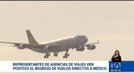 Ecuador y México retomarán los vuelos directos después de un año y ocho meses de suspensión. Las agencias de viajes consideran que esta medida es positiva, ya que en promedio 100.000 personas al año utilizan esta ruta.

Un reportaje de Juan Miguel Rodríguez