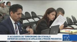 Desde las 9 de la mañana de este viernes 17 de octubre se desarrolla la audiencia de apelación a la prisión preventiva de once personas acusadas de terrorismo por los actos ocurridos en Otavalo.

Un reportaje de Daniela Valencia