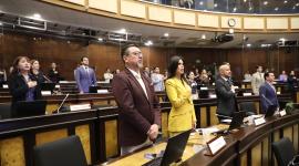 Los asambleístas del oficialismo durante una sesión en el Pleno de la Asamblea Nacional.