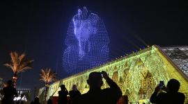 Drones proyectaron los rostros de los faraones en la inauguración del gran museo en Guiza