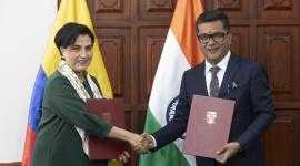 La ministra de Relaciones Exteriores de Ecuador, Gabriela Sommerfeld se reunió con el ministro de Estado para Asuntos Exteriores y Textiles de la India, Shri Pabitra Margherita.